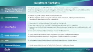 Investor interest and funding support for GT-02287 clinical trials