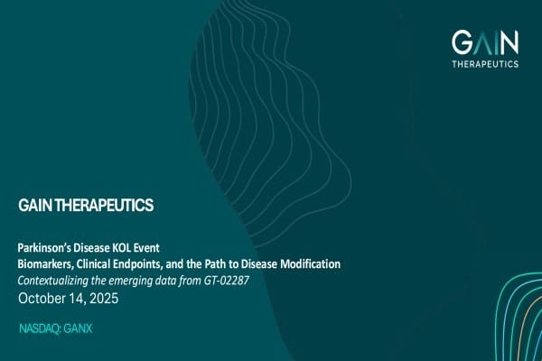 Image showing introductory slide to Parkinson&rsquo;s disease KOL event.